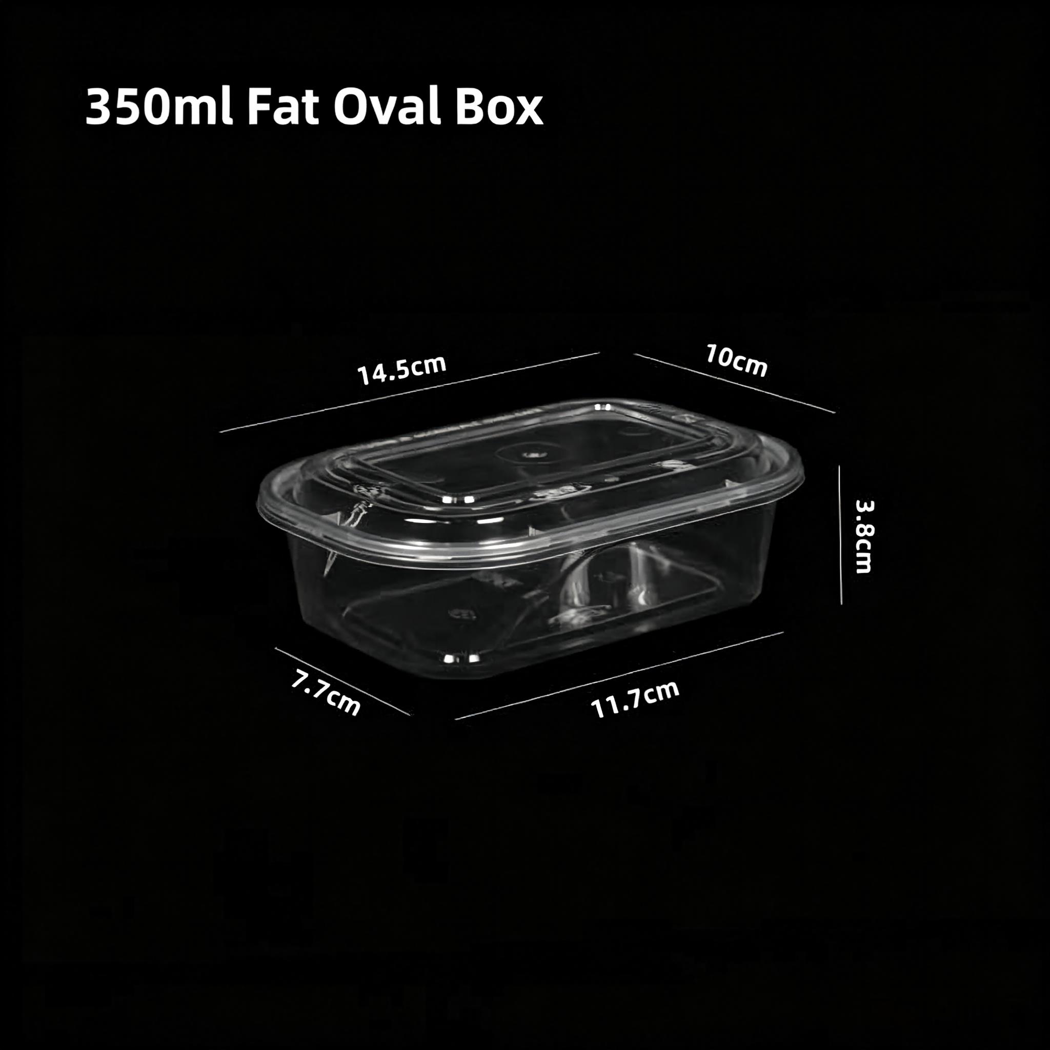 500 Fat oval BoxPP Disposable Food Container, Microwave Safe Clear Plastic Takeaway Lunch Box with Lid for Catering & Food Delivery, Custom Logo Available